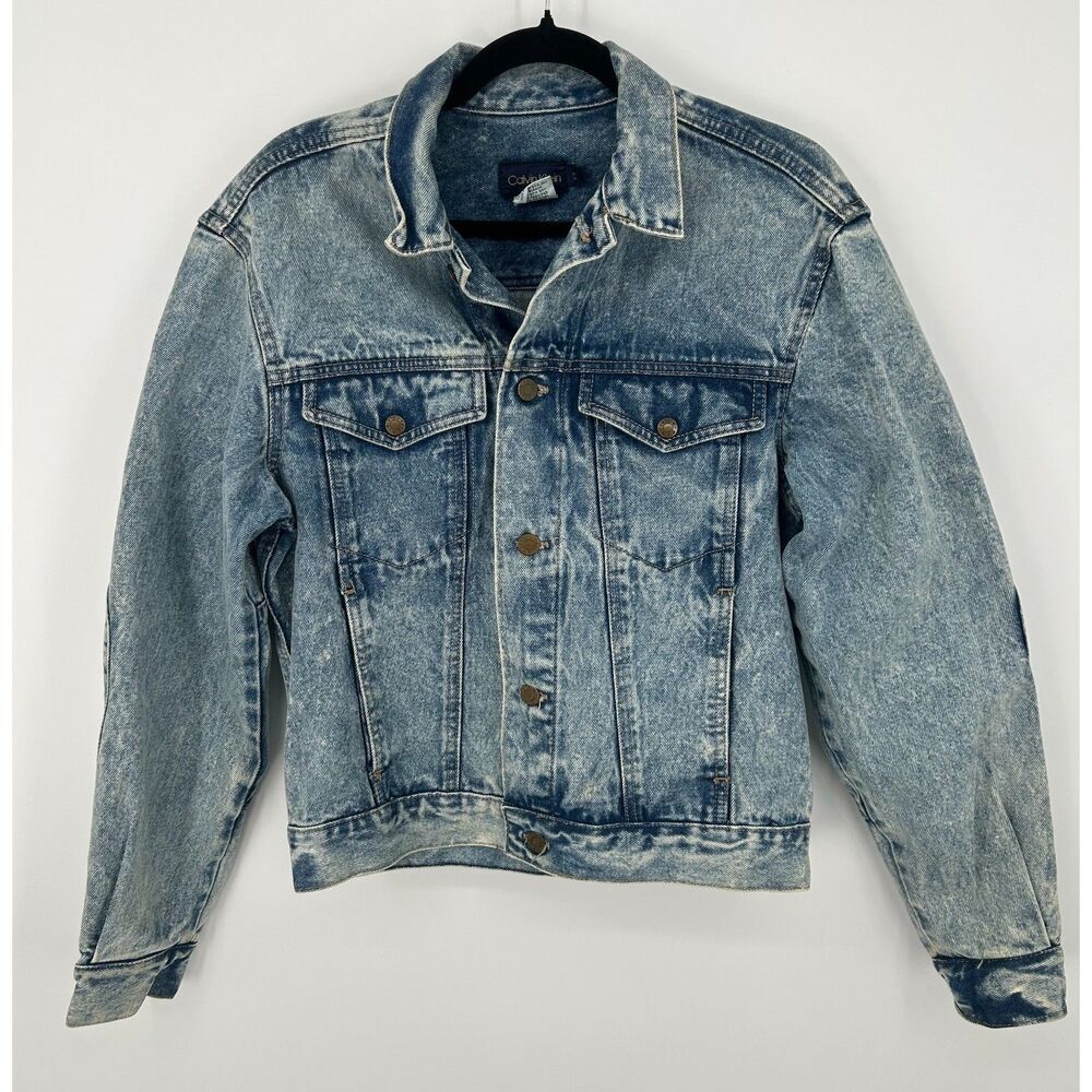 Vtg Calvin Klein Denim Trucker Jacket Blue Jean Classic Style USA made Medium - Picture 1 of 5